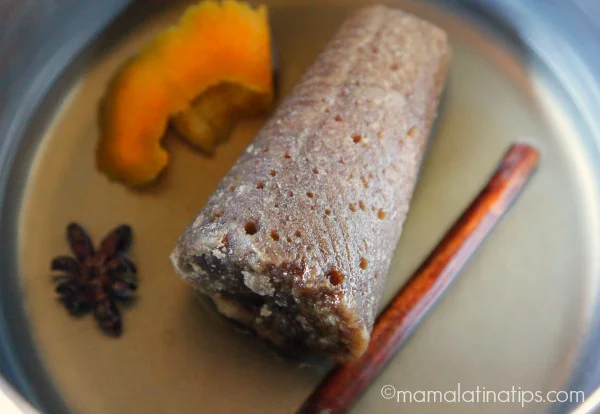 Piloncillo, star anise, cinnamon and orange peel - mamalatinatips.com