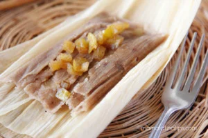 apple cinnamon tamal with apple compote