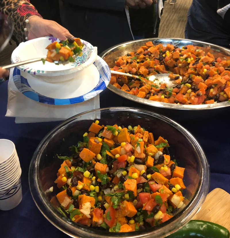 Two big bowls of Mexican sweet potato salad